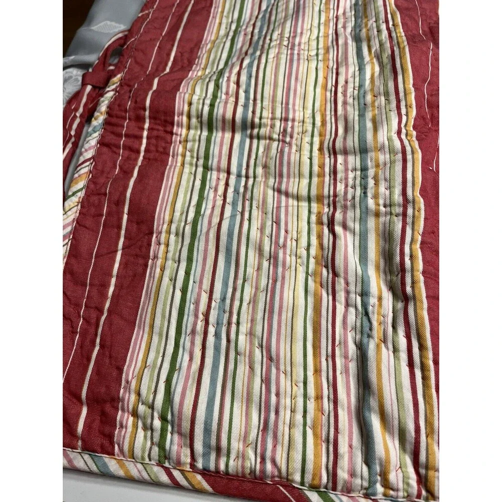 Pottery Barn Orange Red Green Striped Standard Sham